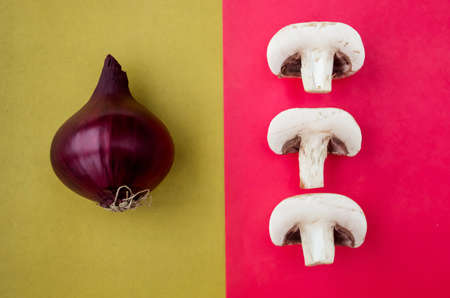 Background of natural products: vegetables, mushrooms and herbs.の写真素材