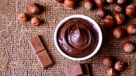 Hazelnuts and nuts lying the table. Healthy snack food. Dessert