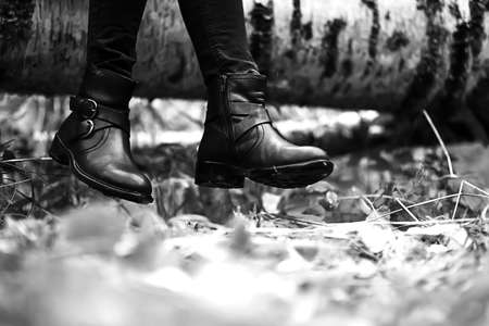 Boots for a walk in the Park  black and white posterの写真素材