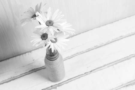 A bouquet of daisies and milk black and white posterの写真素材