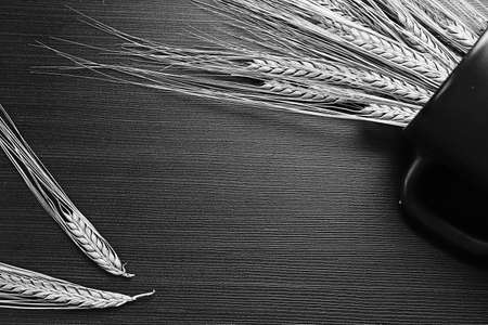 Fresh baked bread with ears black and white posterの写真素材