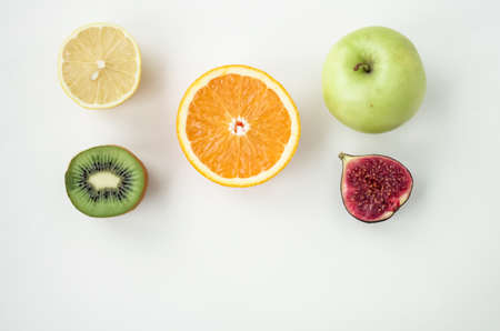 Background of fresh sliced ââfruit on a table in the afternoon. の写真素材