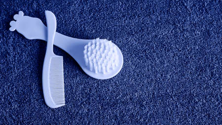 Toiletries and towels lying on the table.の写真素材