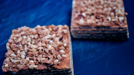 Pieces of cake lying on the table. Dessert for Breakfast for children. の写真素材