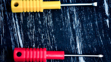 Screwdrivers to repair lying on the table. Mens housework.の写真素材