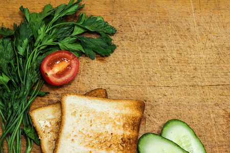 Fresh toast with Vegetables on the table in the morning. 