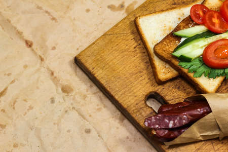 Fresh toast with tea on the table in the morning. Tasty food. Toの写真素材