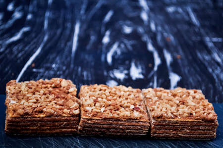 Pieces of cake lying on the table.の写真素材