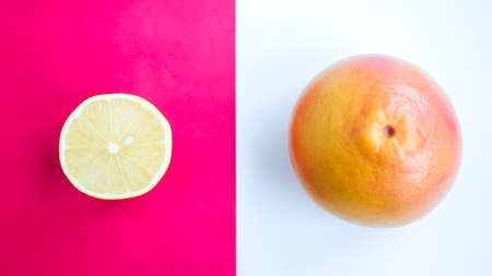 Background of fresh sliced fruit on a table in the afterno