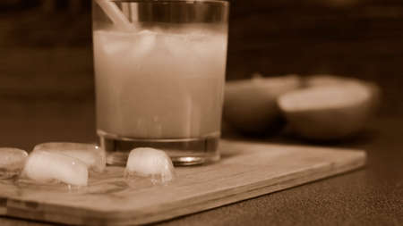Cut oranges lying on a wooden table . Fruit cut for Breakfast. Jの写真素材