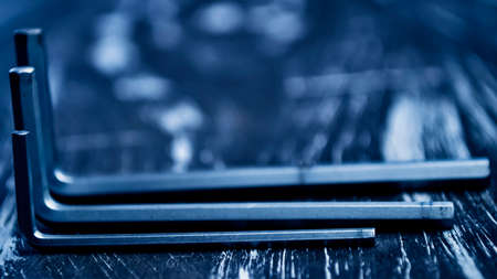 Hexagon for repair work lying on the table. Repair tools in theの写真素材