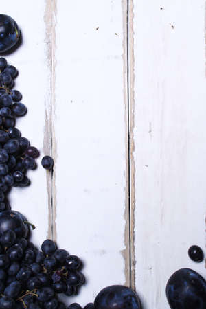 Fruits on a wooden tableの写真素材