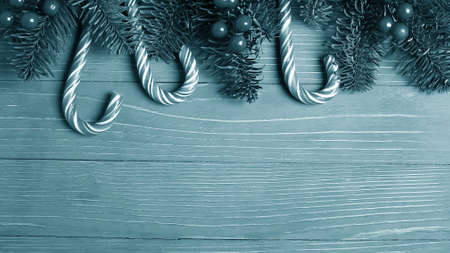 Christmas candy and treats on the table. Sweet gifts for childreの写真素材