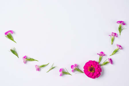 Frame of flowers on the tableの写真素材