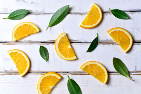 Lemon slices on the table