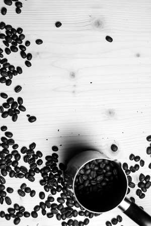 coffee beans on the tableの写真素材
