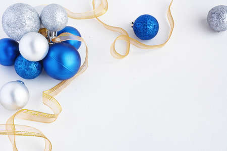 Christmas tree toys on a white background. Christmas decorationsの写真素材