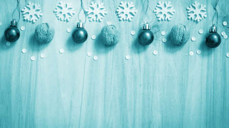 Christmas gifts and decorations on the table. Decorative elementの写真素材