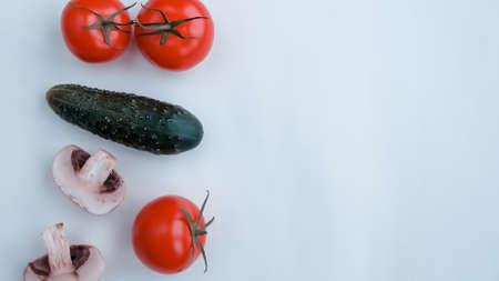 Background of natural products: vegetables, mushrooms and herbs.の写真素材