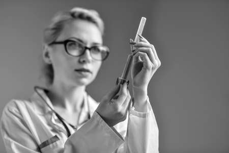 Syringe with medication from the doctorの写真素材