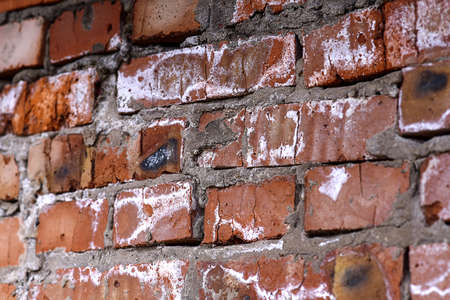 Texture red brick wall of the garageの写真素材