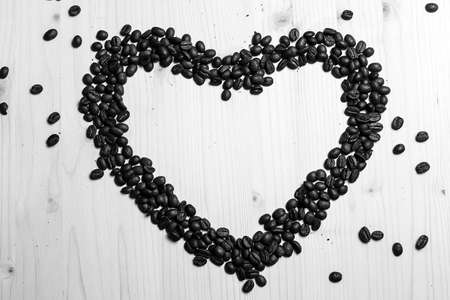 coffee beans on the tableの写真素材