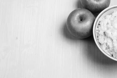 Porridge with apples for breakfastの写真素材