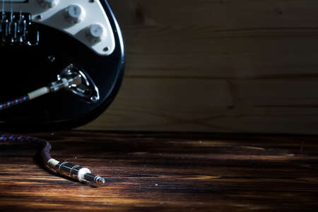 Electric guitar with strings in Studio.Musical instrument at homの写真素材