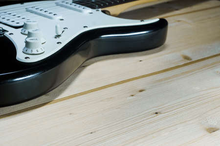 Electric guitar with strings in Studio.Musical instrument at homの写真素材