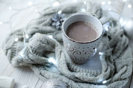 Cocoa with marshmallows for the new year.Delicious dessert and dの写真素材