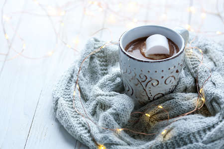 Cocoa with marshmallows for the new year.Delicious dessert and dの写真素材