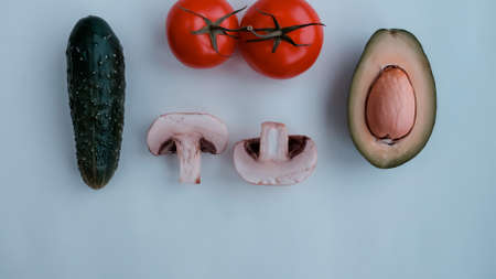 Background of natural products: vegetables, mushrooms and herbsの写真素材