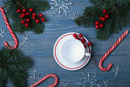 Plates and dishes for the Christmas table.の写真素材