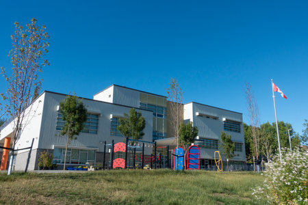 July 15 2022-Elementary school with playground in Vancouver, BC Canadaのeditorial素材