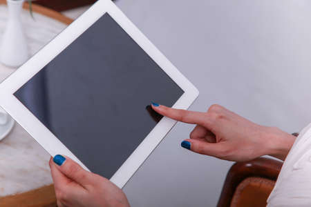 working on laptopの写真素材