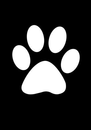 Dog footprint white on blackのイラスト素材