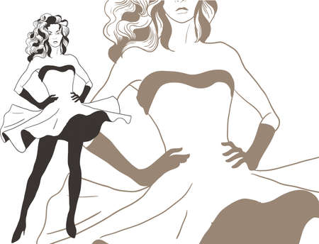 Young woman in weaving dressのイラスト素材