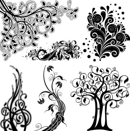 Floral ornament elements setのイラスト素材