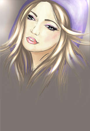 Young woman in hoodのイラスト素材
