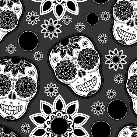 Sugar skull seamless patternのイラスト素材