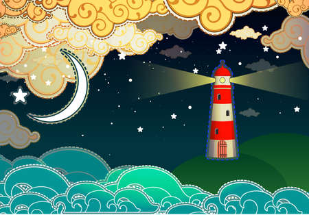 Cartoon style lighthouseのイラスト素材