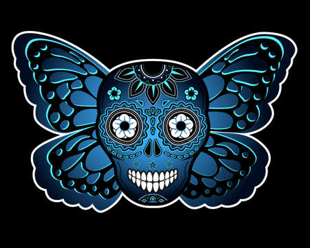 Skull and butterflyのイラスト素材