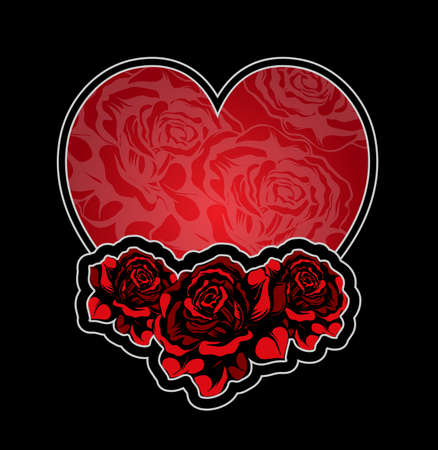Heart and roses tatooのイラスト素材