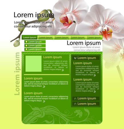 Web page design template with orchidsのイラスト素材