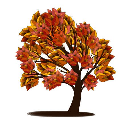 Autumn tree with red and yellow leavesのイラスト素材