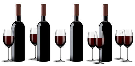 Wine bottle and glass setのイラスト素材