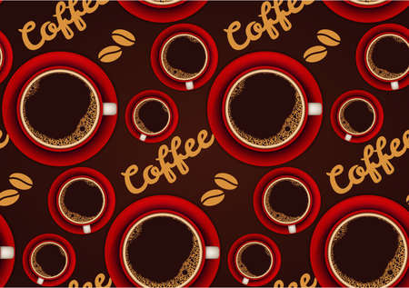 Red cup of coffee seamless backgroundのイラスト素材