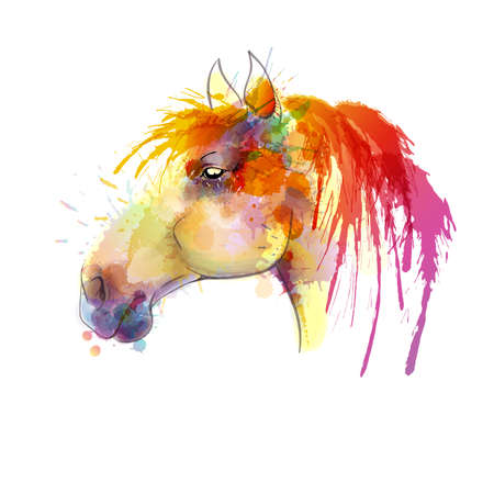 Horse head watercolor paintingのイラスト素材