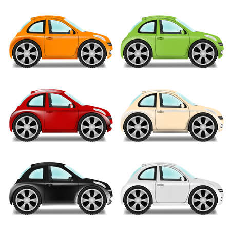 Mini car with big wheels, six colorsのイラスト素材