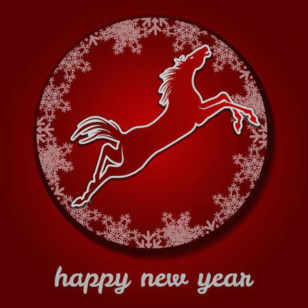 Jumping horse. Happy new year.のイラスト素材